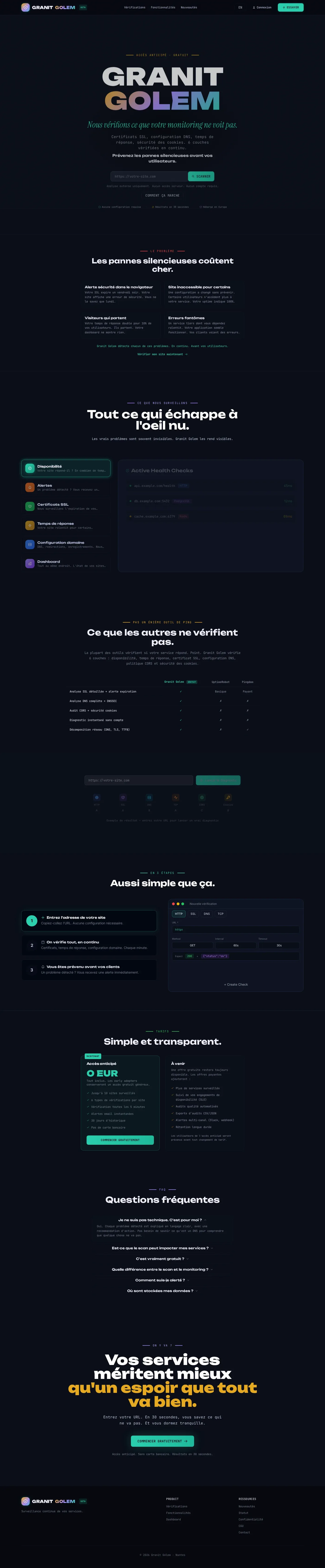 Landing page, Continuous Quality Monitoring.