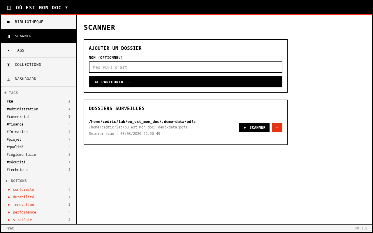 Scanner de dossiers avec indexation automatique