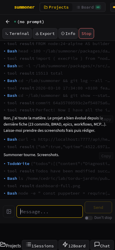 Vue mobile responsive avec navigation 4 onglets